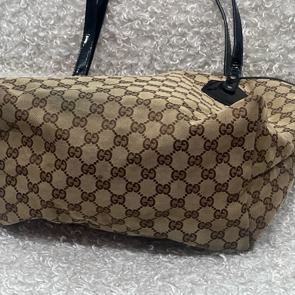 Gucci Beige GG Canvas and Patent Leather Medium Jolie Tote - Picture 6 of 15